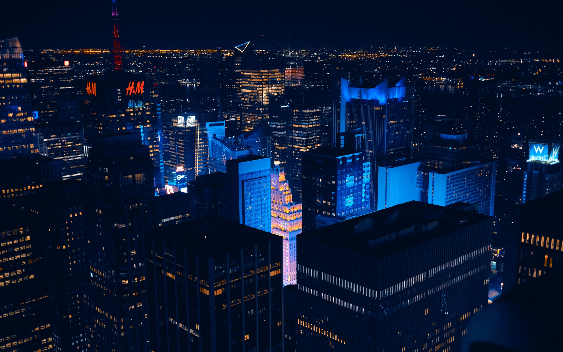Картинки Нью-Йорк, США, небоскребы, ночь фото и обои на рабочий стол