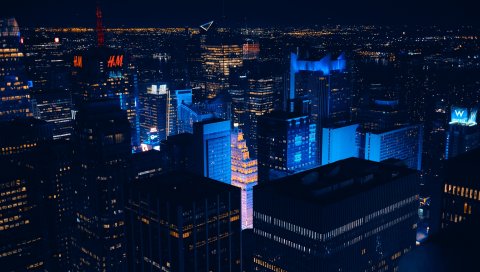 Нью-Йорк, США, небоскребы, ночь