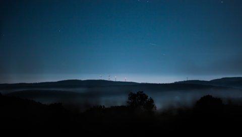 Вечер, горизонт, небо, туман