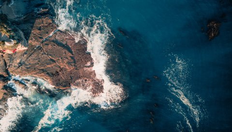 Пляж laguna, океан, спрей, вид сверху