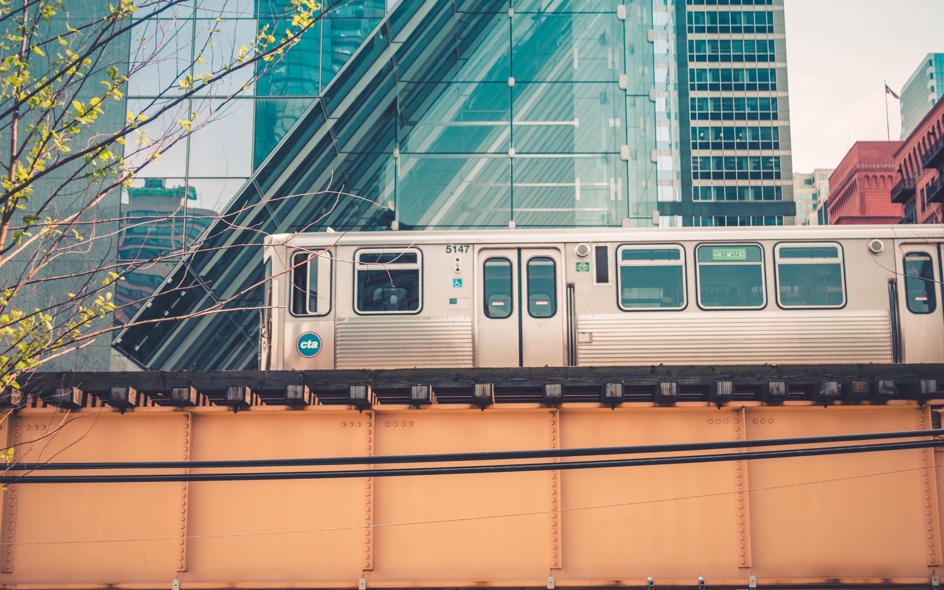 Картинки Чикаго, США, поезд, мост фото и обои на рабочий стол