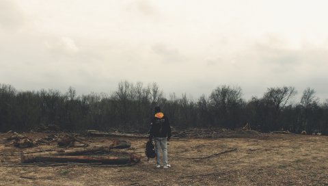 Мальчик, лес, осень, одиночество