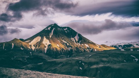 Горы, вершина, облака