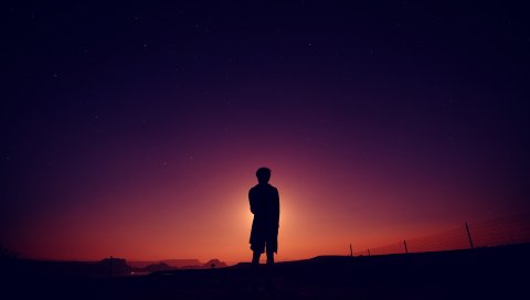 Силуэт, человек, ночь