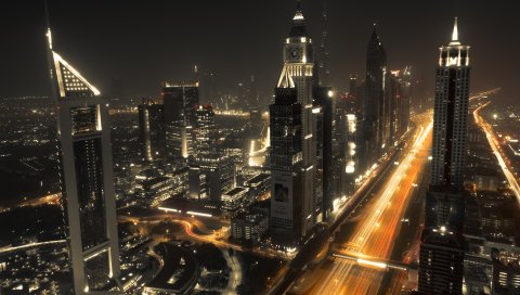 Дубай, архитектура, здания, ночь