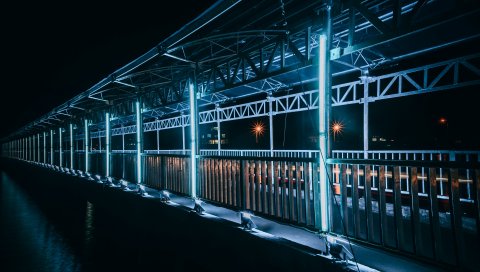Мост, гавань, вьетнам, ночь