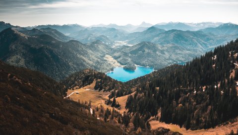 Walchensee, горы, озеро, кохель, германия