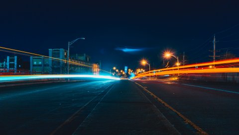 Город, дорога, вечер, движение