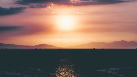 Закат, горизонт, море, небо
