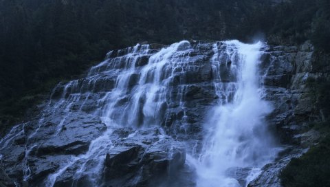 Водопад, скалы, пропасть, вода