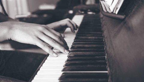 Фортепиано, руки, клавиши, bw