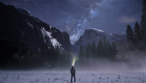 Звездное небо, горы, ночь, одиночество