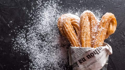 Churro, выпечка, сахарная пудра
