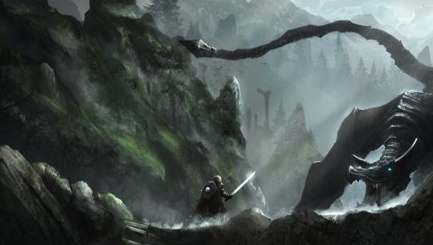 Старшие свитки v, skyrim, rock, warrior