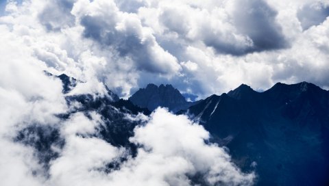 Горы, облака, высокая, небо