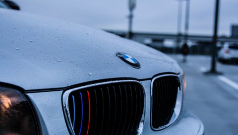Bmw, капюшон, логотип, капли