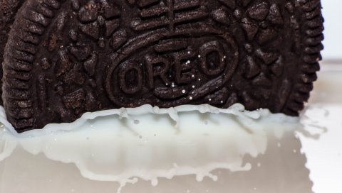 Oreo, печенье, молоко, крупный план
