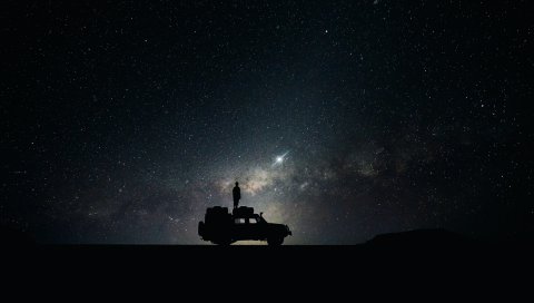Звезды, небо, космос, автомобиль