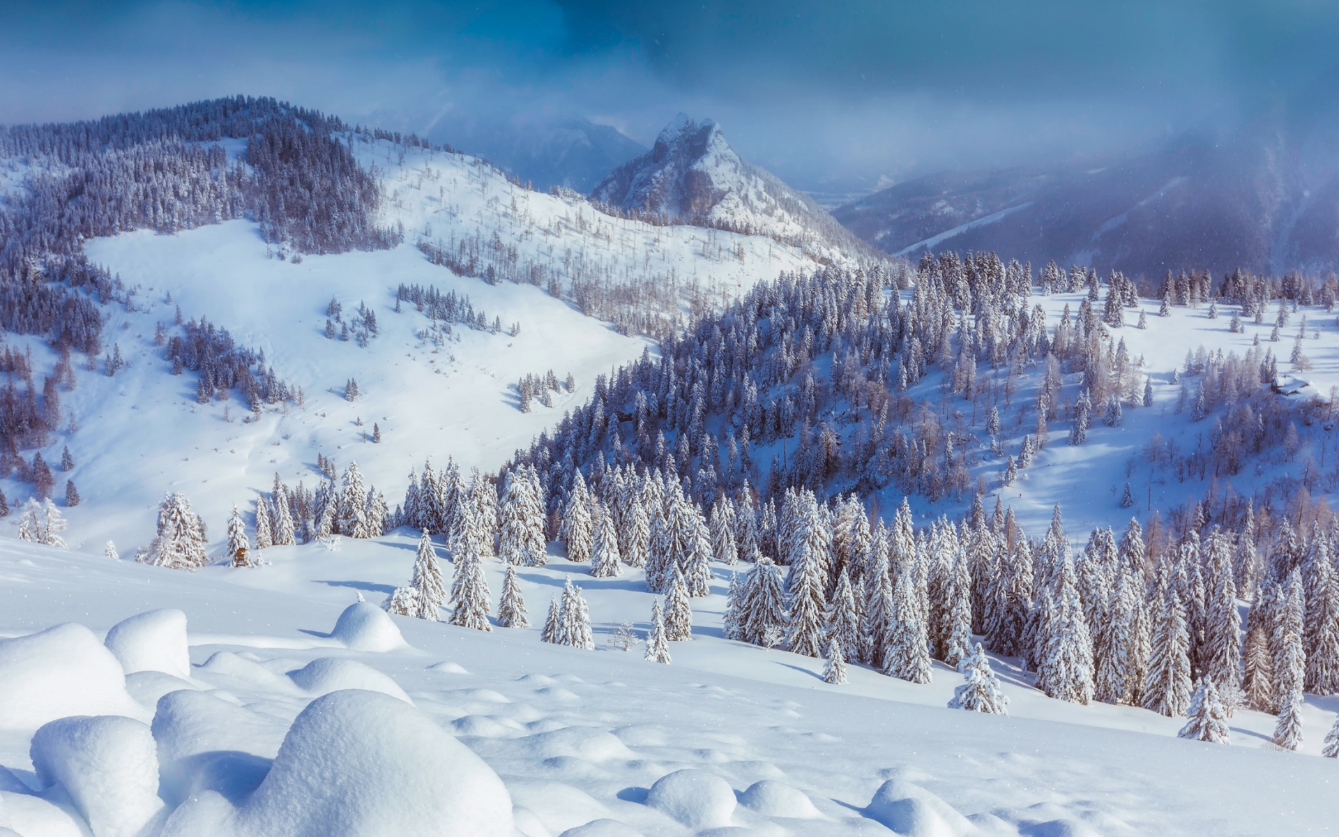 Картинки Австрия, горы, снег, долина фото и обои на рабочий стол