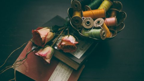 Книга, нитка, роза
