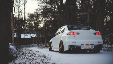Mitsubishi, lancer, вид сзади, зима