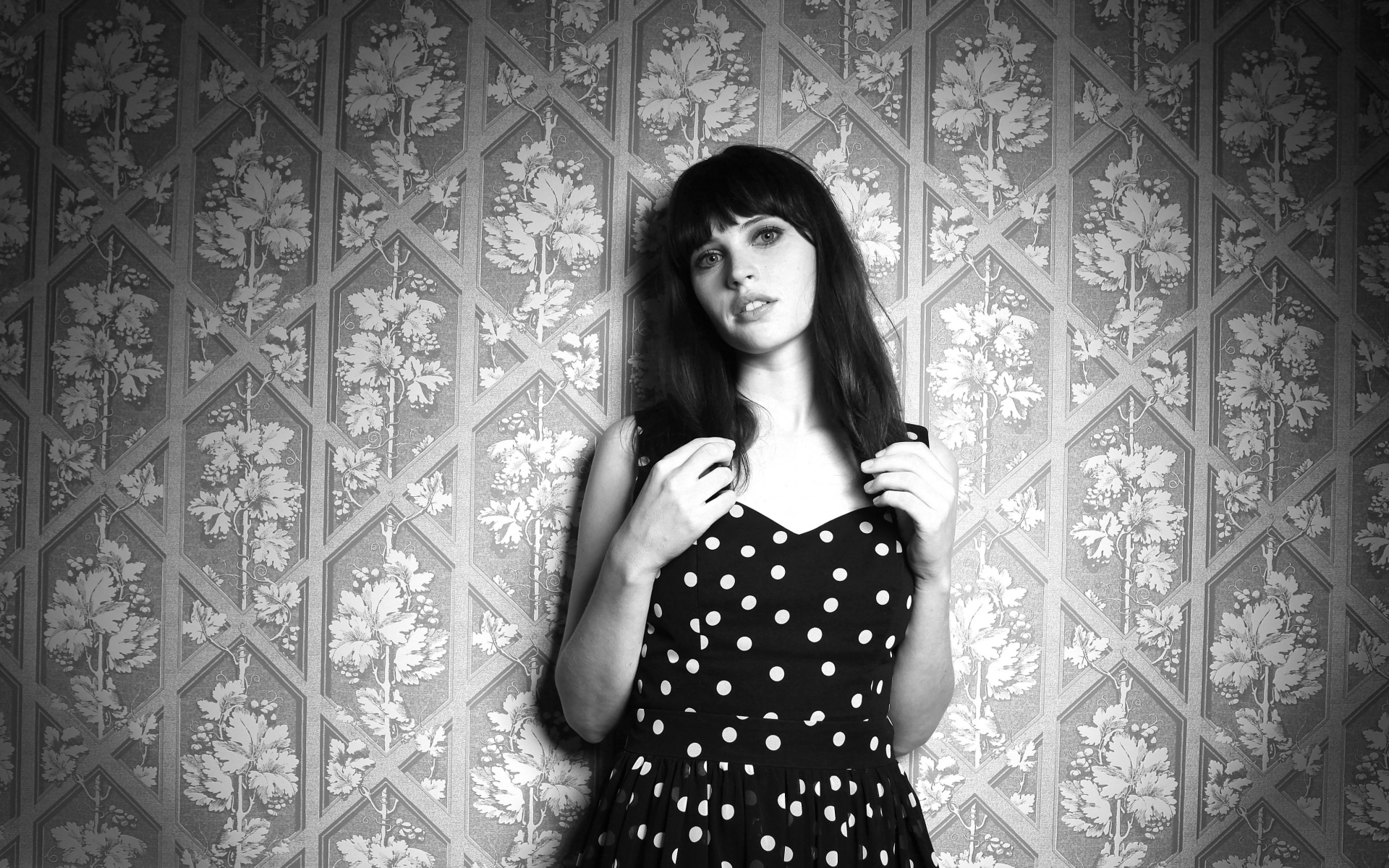Картинки Фелисити Джонс, актриса, платье, фотосессия, bw фото и обои на рабочий стол