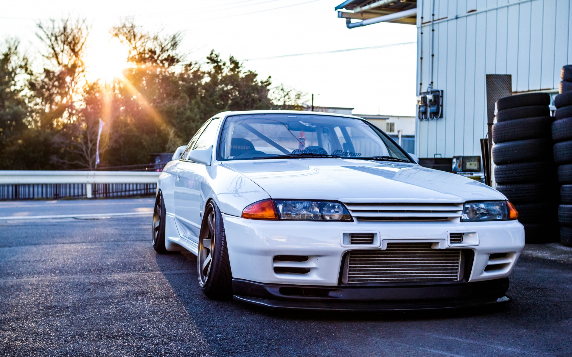 Картинки Nissan, gtr, r32, горизонт, белый, вид спереди фото и обои на рабочий стол