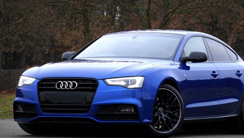 Audi, a5, синий, вид сбоку