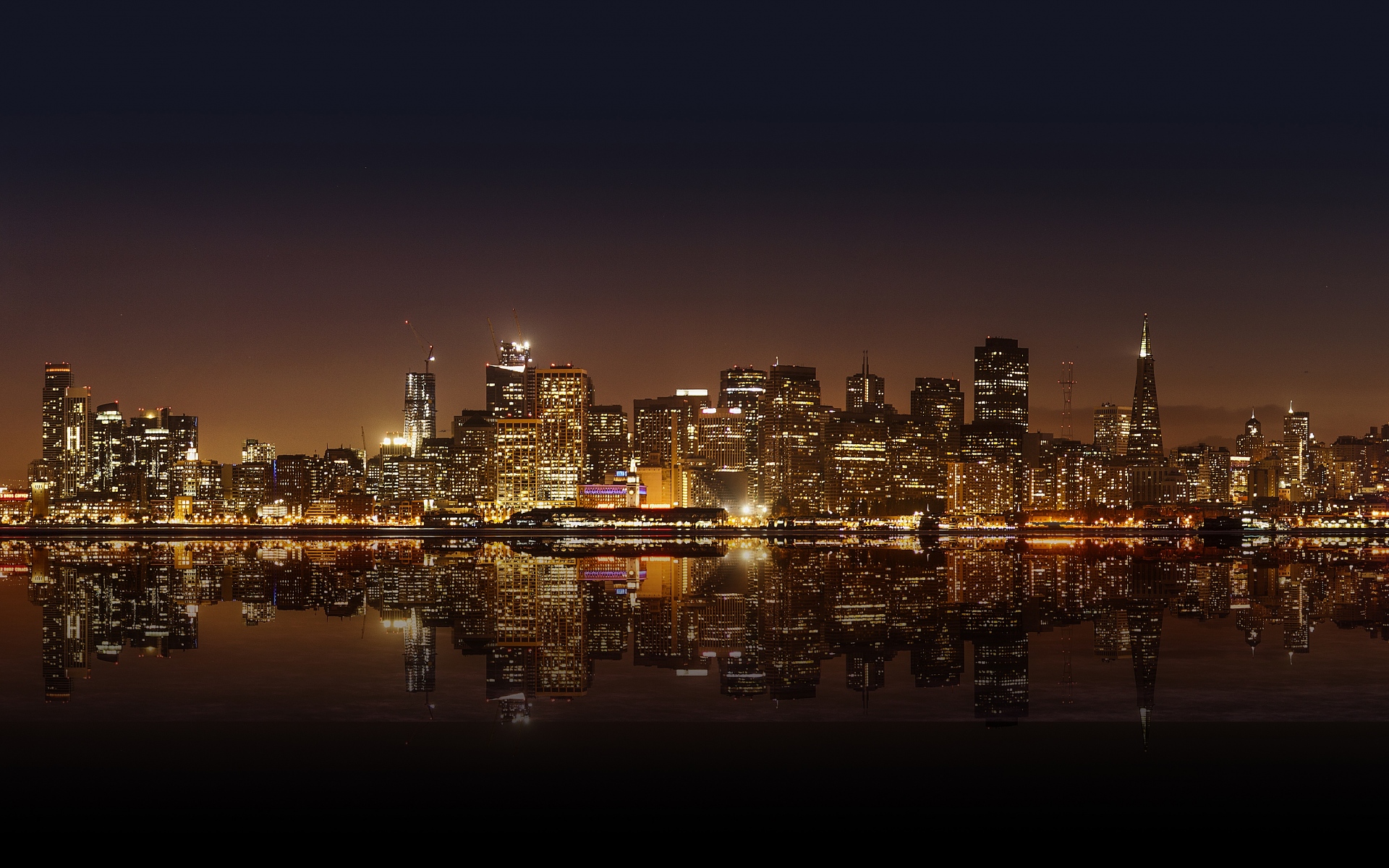 Картинки Сан-Франциско, ночной город, панорама фото и обои на рабочий стол