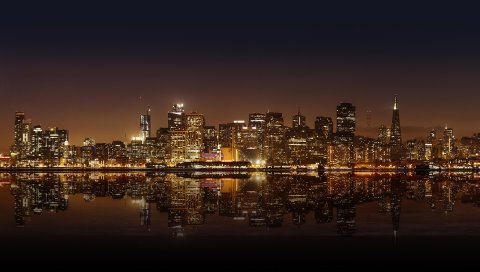 Сан-Франциско, ночной город, панорама