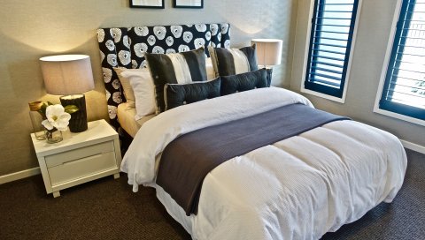 Спальня, подушка, дизайн, современный, интерьер, роскошь