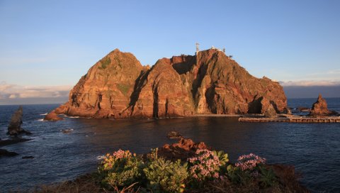 Остров, скалы, докдо, корея, южная провинция Кёнсан