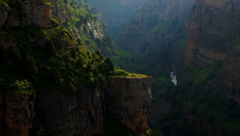 Гора, каньон, скала, река
