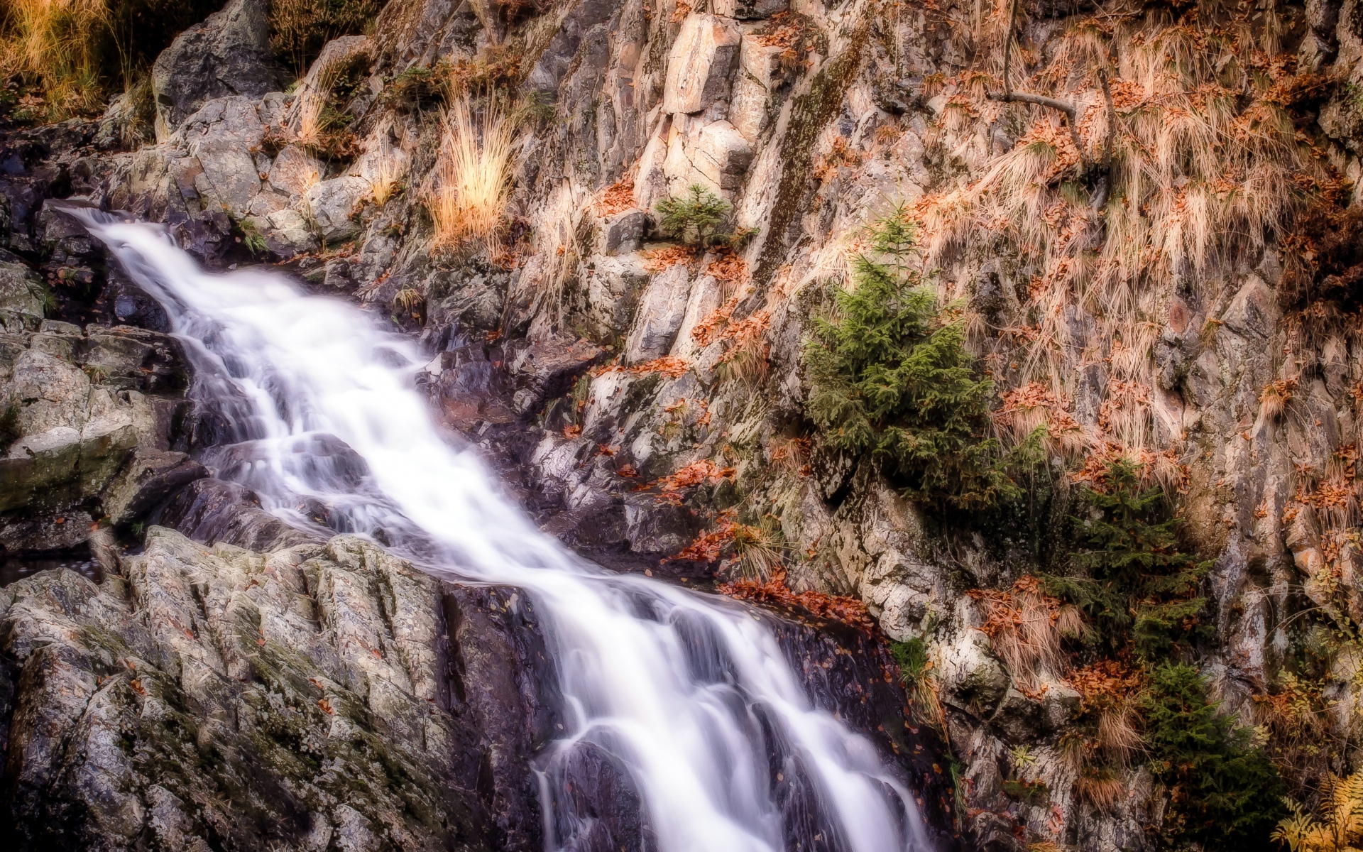Картинки Водопад, горы, скалы, hdr фото и обои на рабочий стол