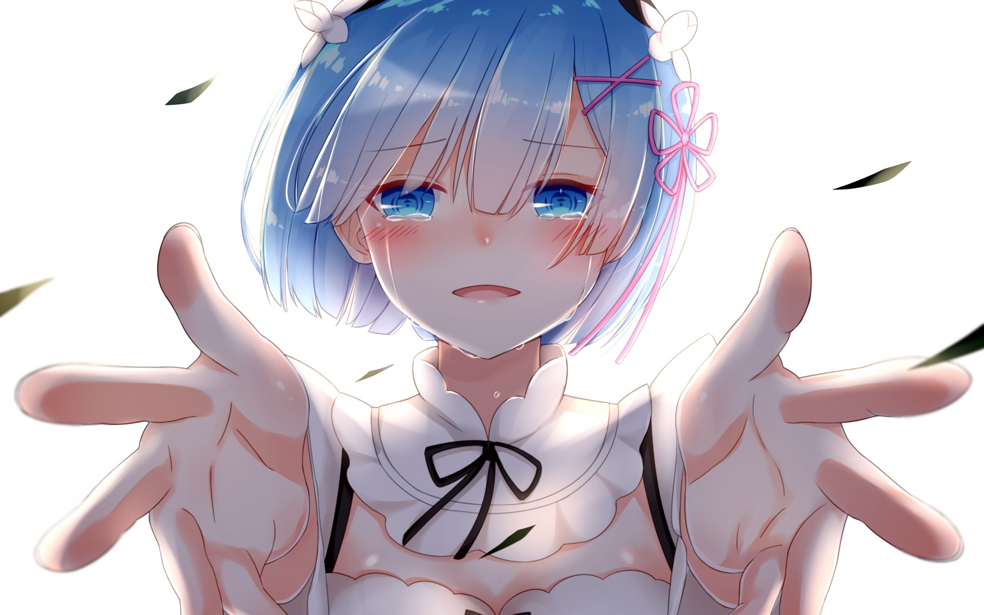 Картинки Re zero, rem, аниме девушка, искусство, рука, голубоглазый фото и обои на рабочий стол