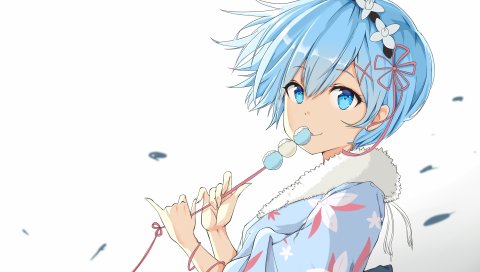 Re zero, rem, аниме девушка, искусство