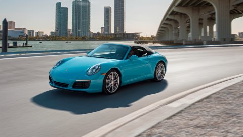 Porsche, carrera s, вид сбоку, движение