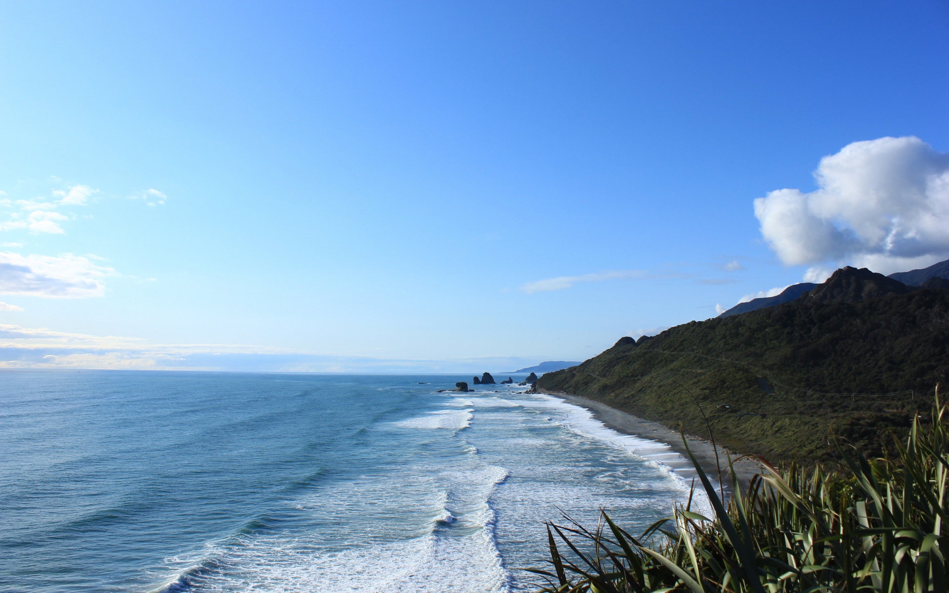 Картинки Новая Зеландия, море, горы, пляж фото и обои на рабочий стол