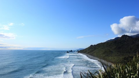 Новая Зеландия, море, горы, пляж