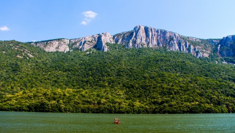 Море, горы, деревья, холм, пейзаж