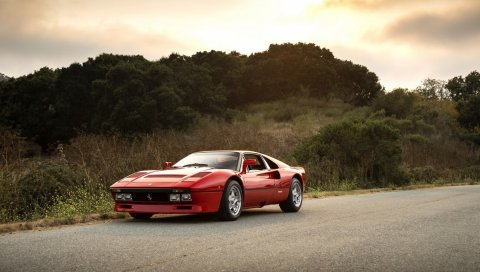 Ferrari, gto, 288, красный, вид сбоку
