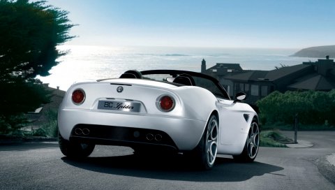 Alfa romeo, 8c, паук, вид сзади