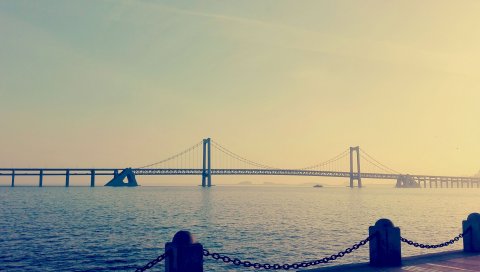 Китай, Далянь, мост, бухта, море