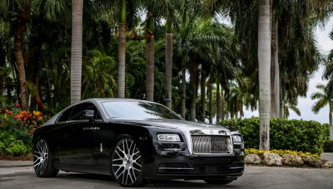 Rolls-Royce, Wraith, черный, вид сбоку