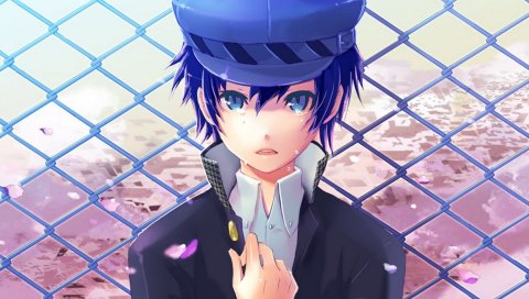 Shin megami tensei, persona 4, аниме, мужчина, решетка, сакура