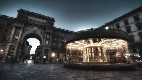 Мадрид, Испания, ночь, круговое движение, hdr