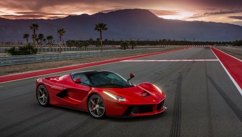 Ferrari, laferrari, красный, вид сбоку