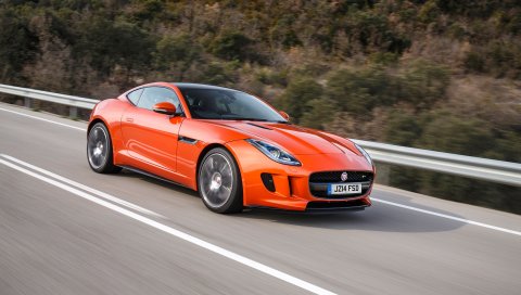 Jaguar, f-тип, вид сбоку, движение