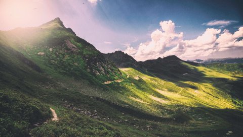 Горы, панорама, облако