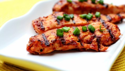 Мясо, курица, жареный, вкусный